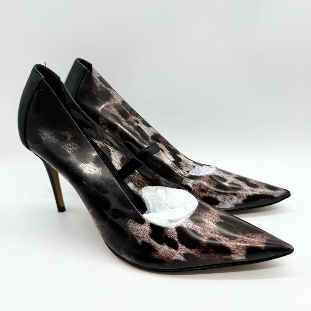 NWOT Vince Camuto Anessta Pump Animal print Leopard Pointed High Heels Clear 7.5